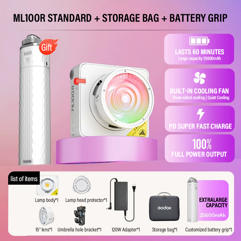 Photography Lighting System - Godox ML100Bi/ML100R Bi-Color LED Light 120W