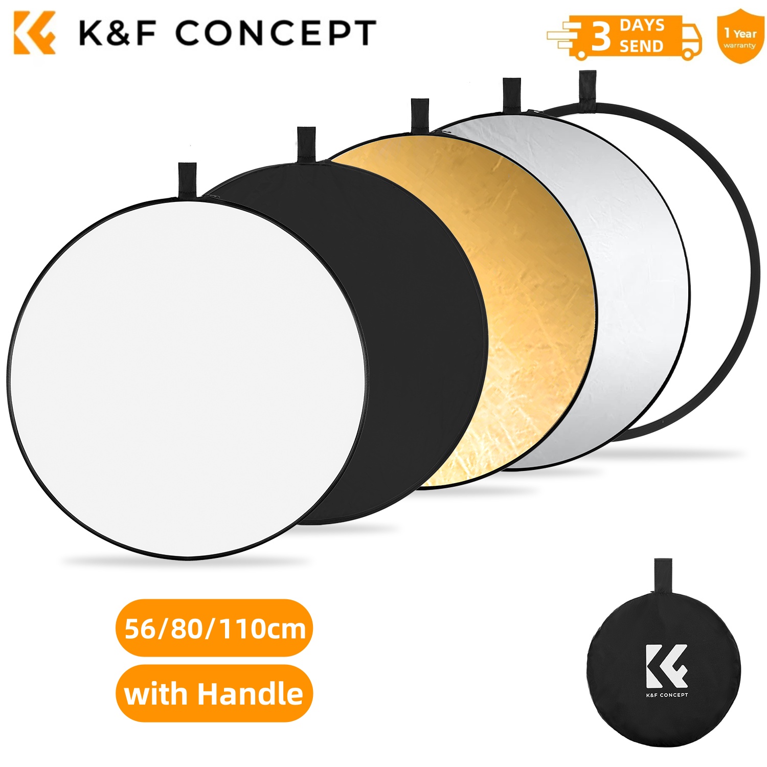 Photography Lighting Reflector - K&F CONCEPT 56/80/110cm Acessório de Tenda