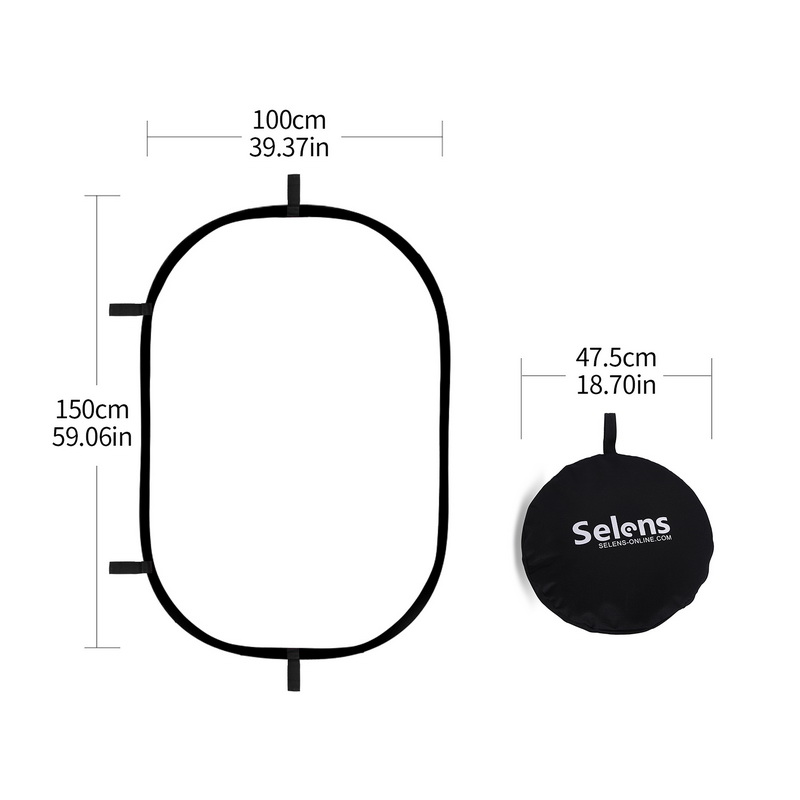 Photography Lighting Reflector - Refletor oval dobrável 100x150cm, placa de
