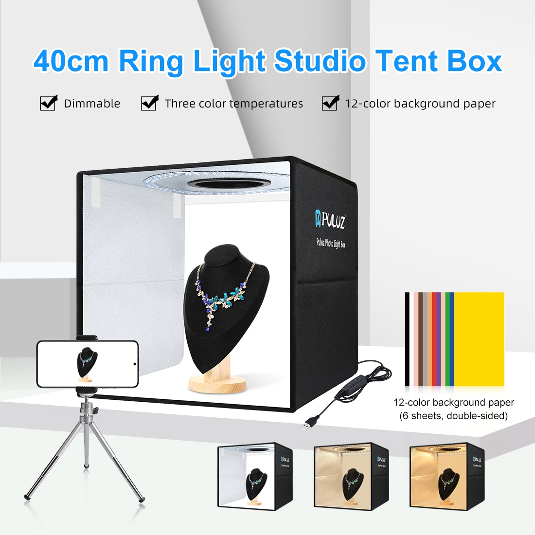 PULUZ 40cm Luz de Anel Portáti - Photography Lighting For Products avaliação e preço