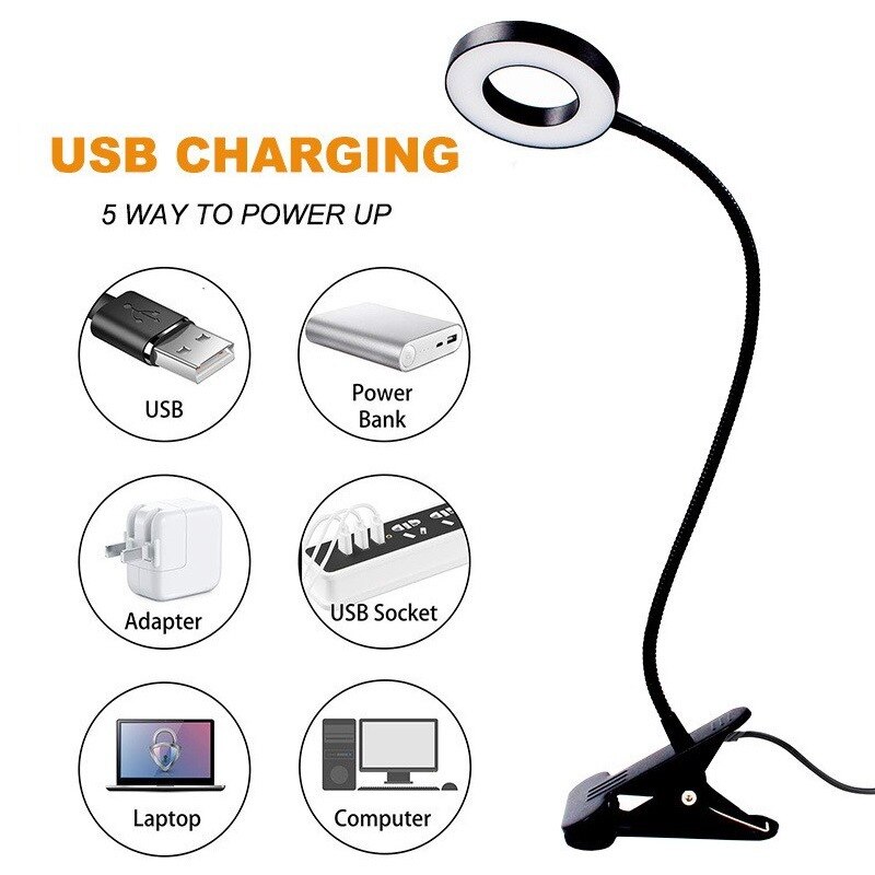 48 LEDs Desk Lamp Clip USB Boo - Photography Lighting Book avaliação e preço